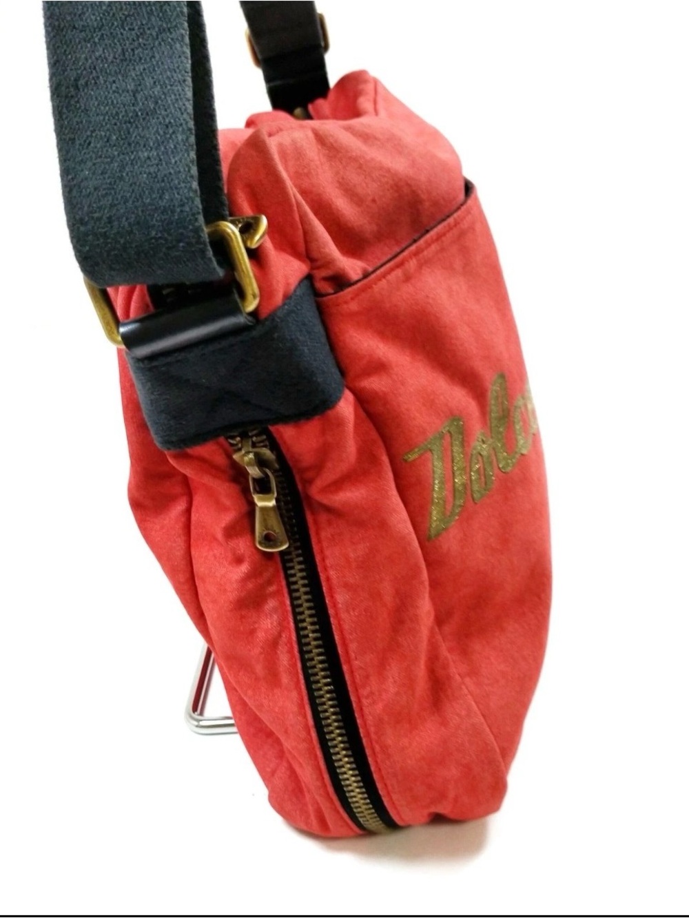 Dolce & Gabbana Red Shoulder Bag with Gold Logo and Italian Stripe - Picture 8 of 14